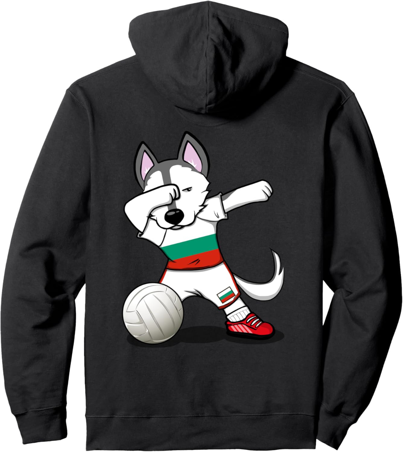 

Забавная толстовка с изображением танцующей хаски, болельщицы волейбольной команды Болгарии - толстовка с болгарским флагом и хаски, болельщицей волейбольной команды Болгарии Teeisle Bulgaria Volleyball, черный