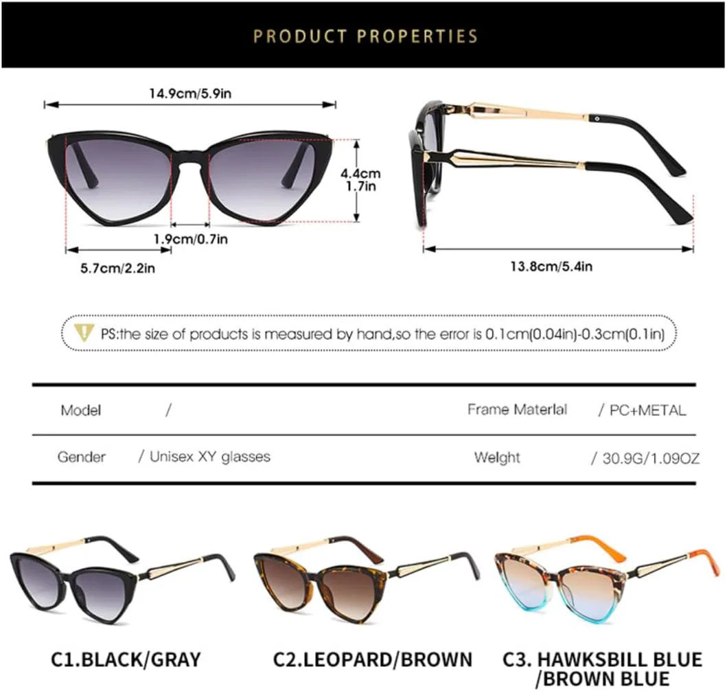 

Ретро-солнцезащитные очки «кошачий глаз» с градиентным переходом цвета, модные, повседневные, для мужчин, с защитой от УФ-излучения UV400 UATXTAU, Beige Brown