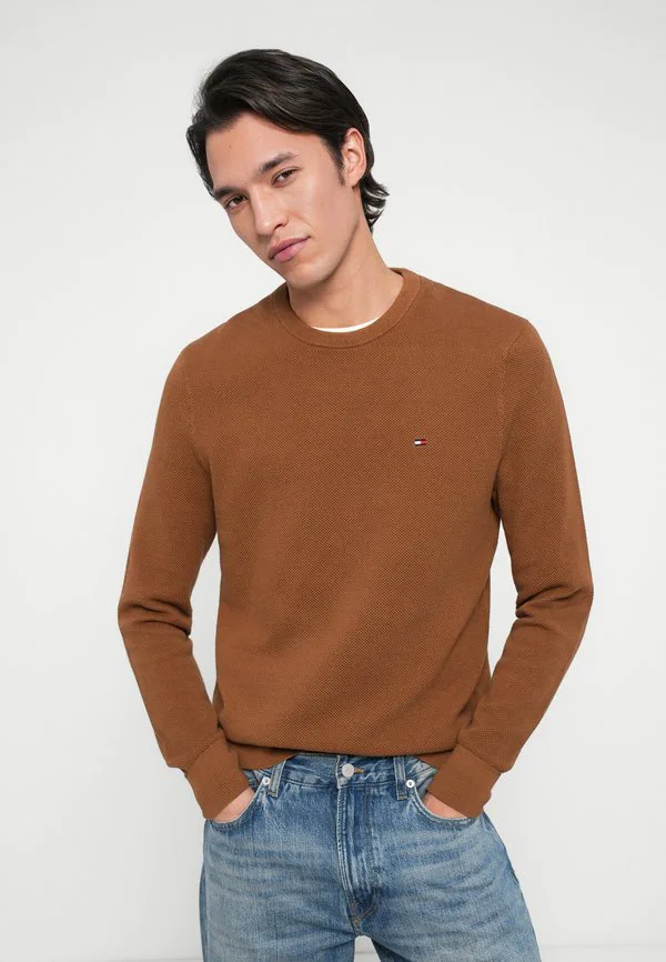 Основной структурный джемпер с круглым вырезом Tommy Hilfiger, Highland Khaki — фото 4