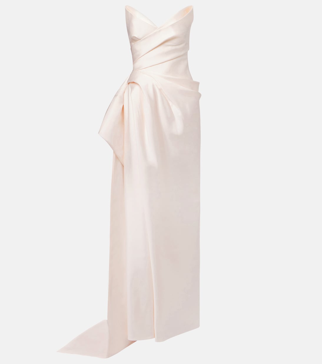

Платье из микадо без бретелек с драпировкой Monique Lhuillier, Candy