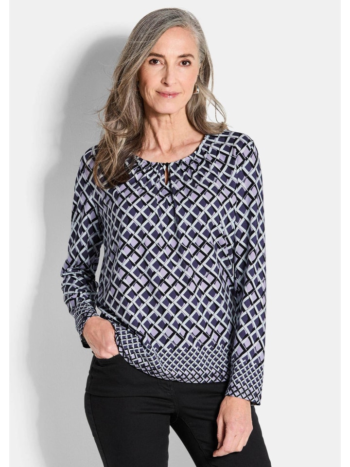 

Блузка, рубашка из трикотажного джерси с графическим принтом и круглым вырезом, фиолетового цвета / с узором GOLDNER