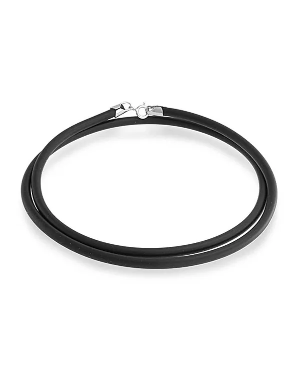 

Ожерелье из тонкого черного каучукового шнура с застежкой-карабином из стерлингового серебра 925 пробы Bling Jewelry, black