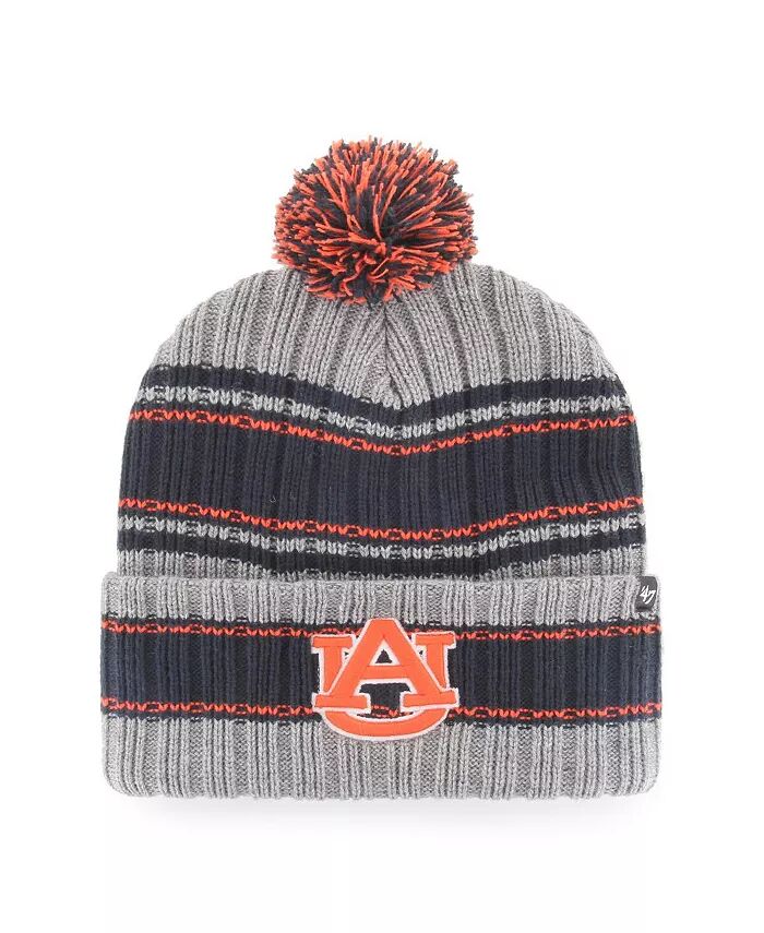 

Мужская серая шапка Auburn Tigers Rexford с манжетами и помпоном '47 Brand