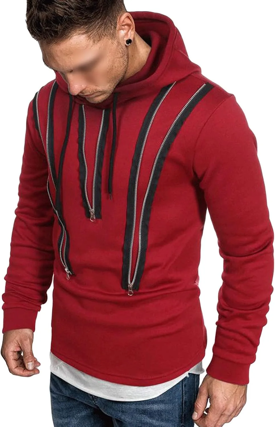 

Мужская худи casual с декоративной молнией 1/4 zip DGHM-JLMY