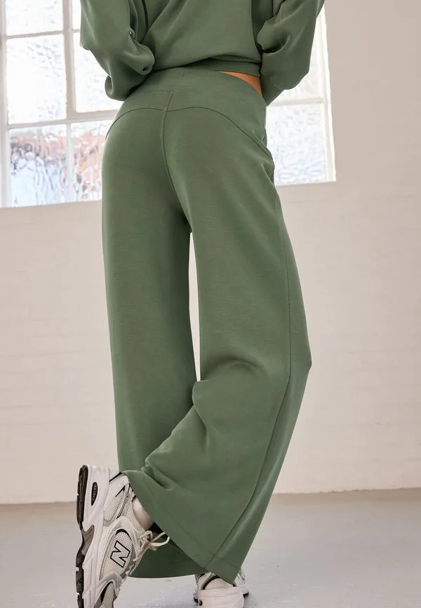 Спортивные брюки прямого кроя из модала с широкими штанинами Next, Sage Green — фото 3