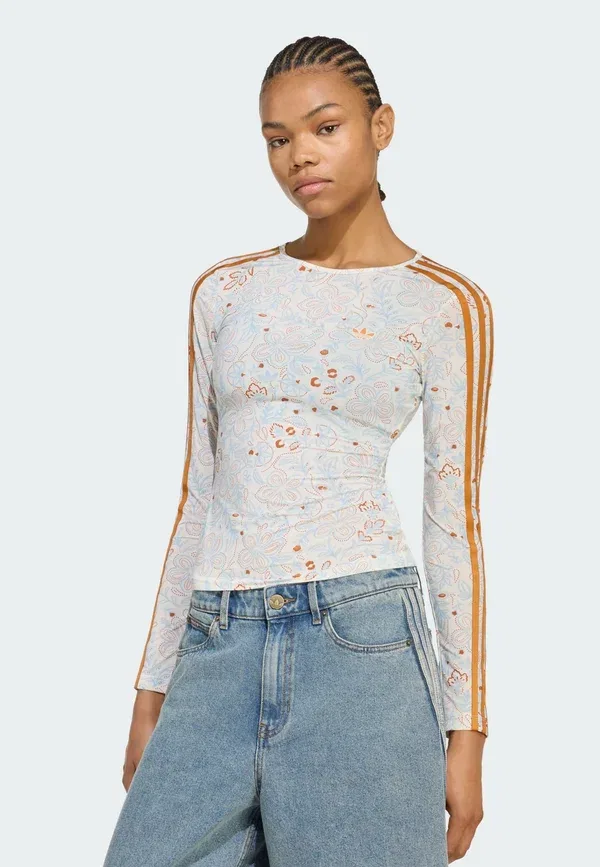 Топ Adidas Originals Summer Glow Mesh Graphics Long Sleeve, светло-бежевый/ржаво-оранжевый
