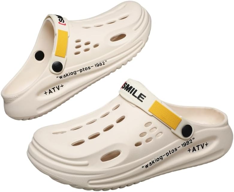 

Мужские модные сабо на платформе, дышащие садовые туфли, удобная обувь для улицы, массивная обувь, повседневная мода Hoalox, бежевый