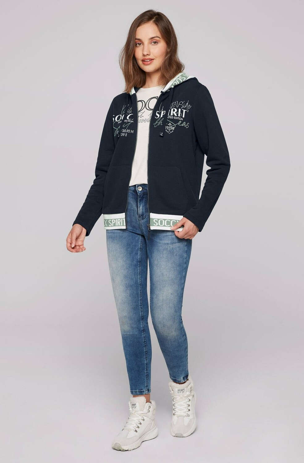 

Толстовка на молнии KAPUZENSWEATJACKE Soccx, темно-синий