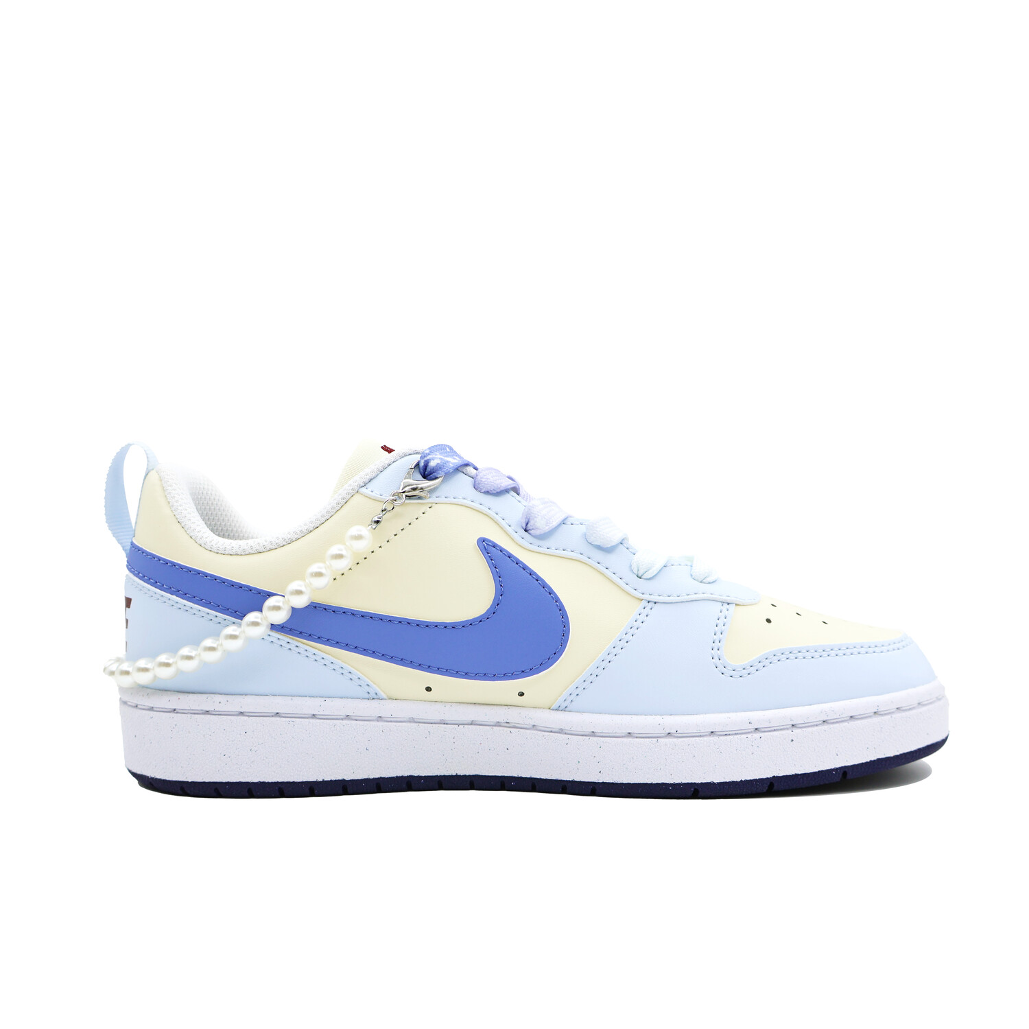 

Кроссовки Nike Court Borough Skateboarding Shoes Women's Low-top Beige/Blue, бежевый/синий