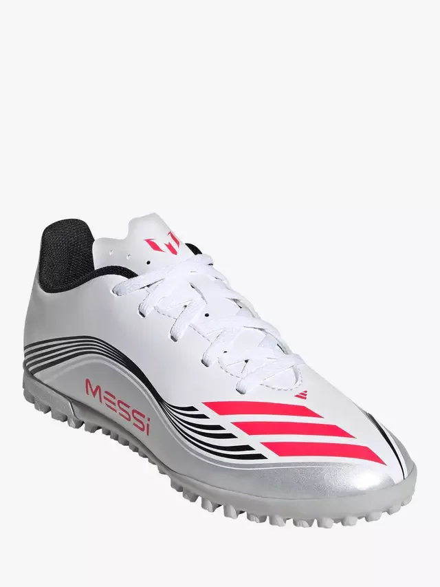 Детские футбольные бутсы F50 Club Лионеля Месси, белые adidas — фото 2