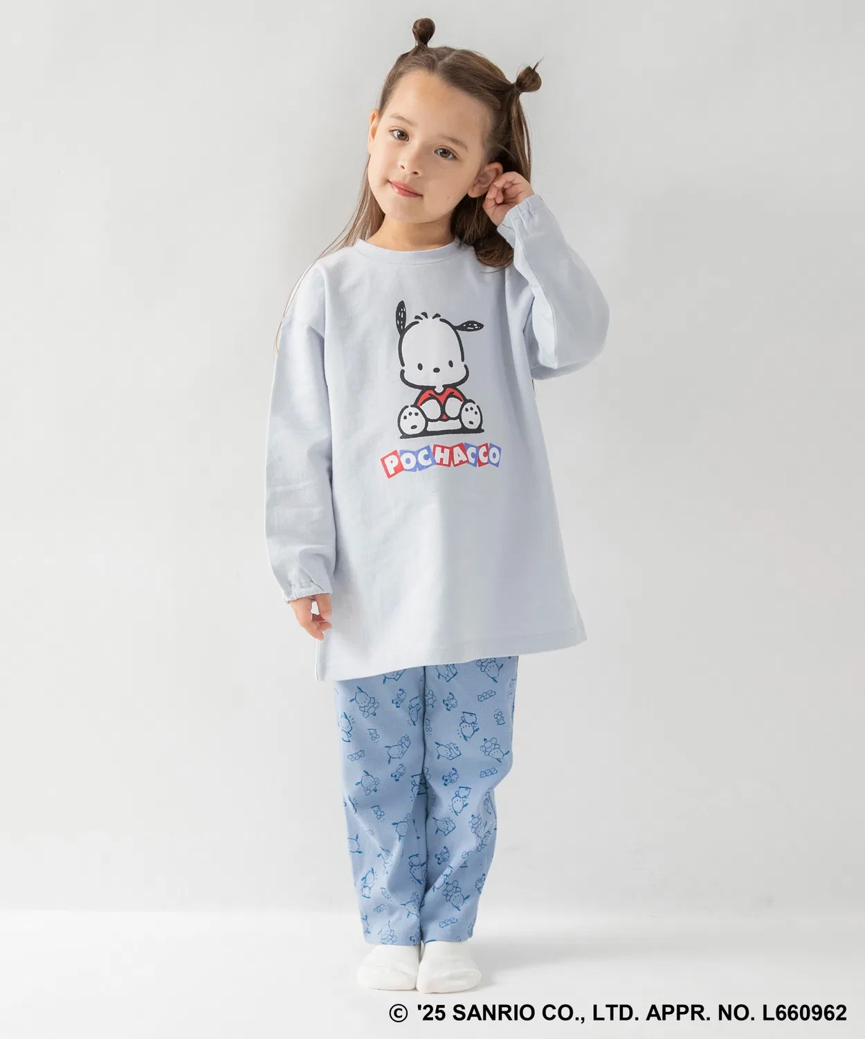 Детский длинный рукав Sanrio characters×DRC branshes, комплект, сине-серый