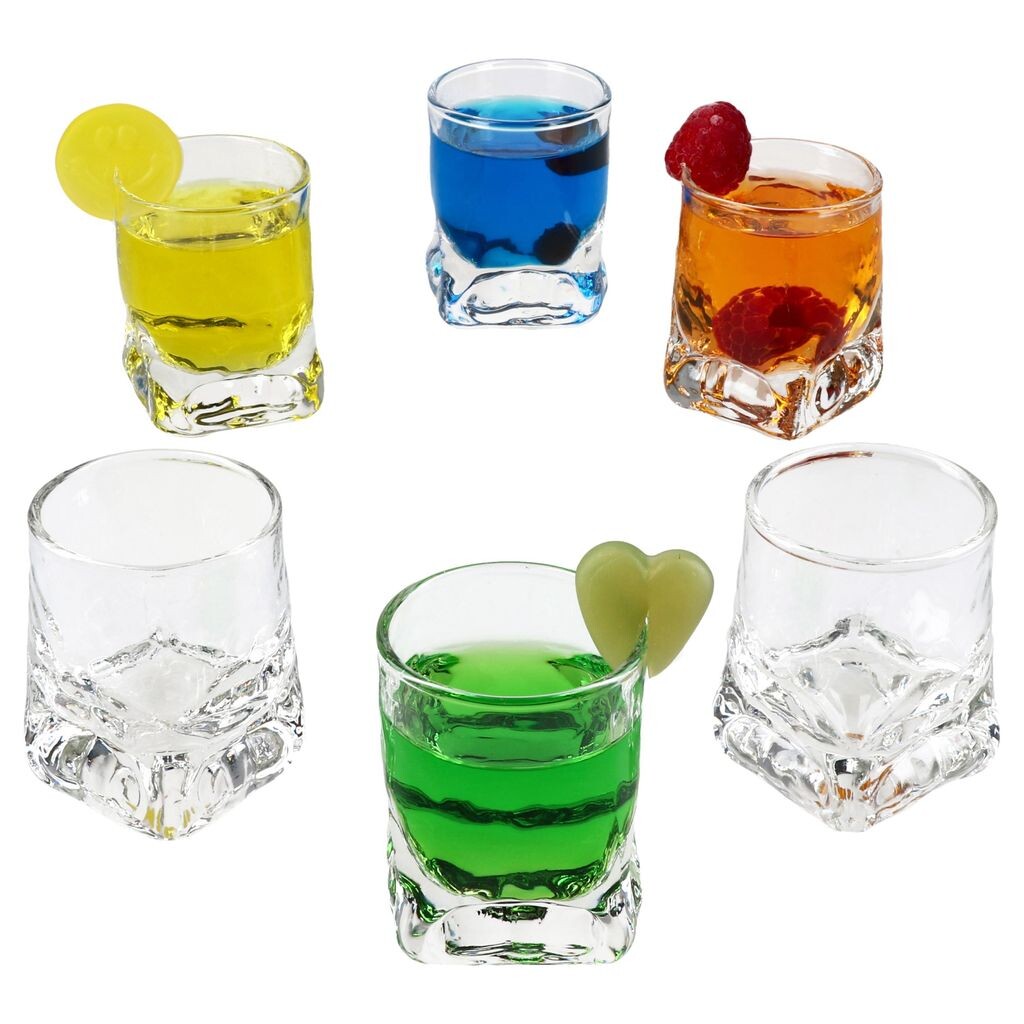 

6x Морозные рюмки 2cl 4cl рюмки Pinnchen Stamper с тяжелым рельефом основания MamboCat