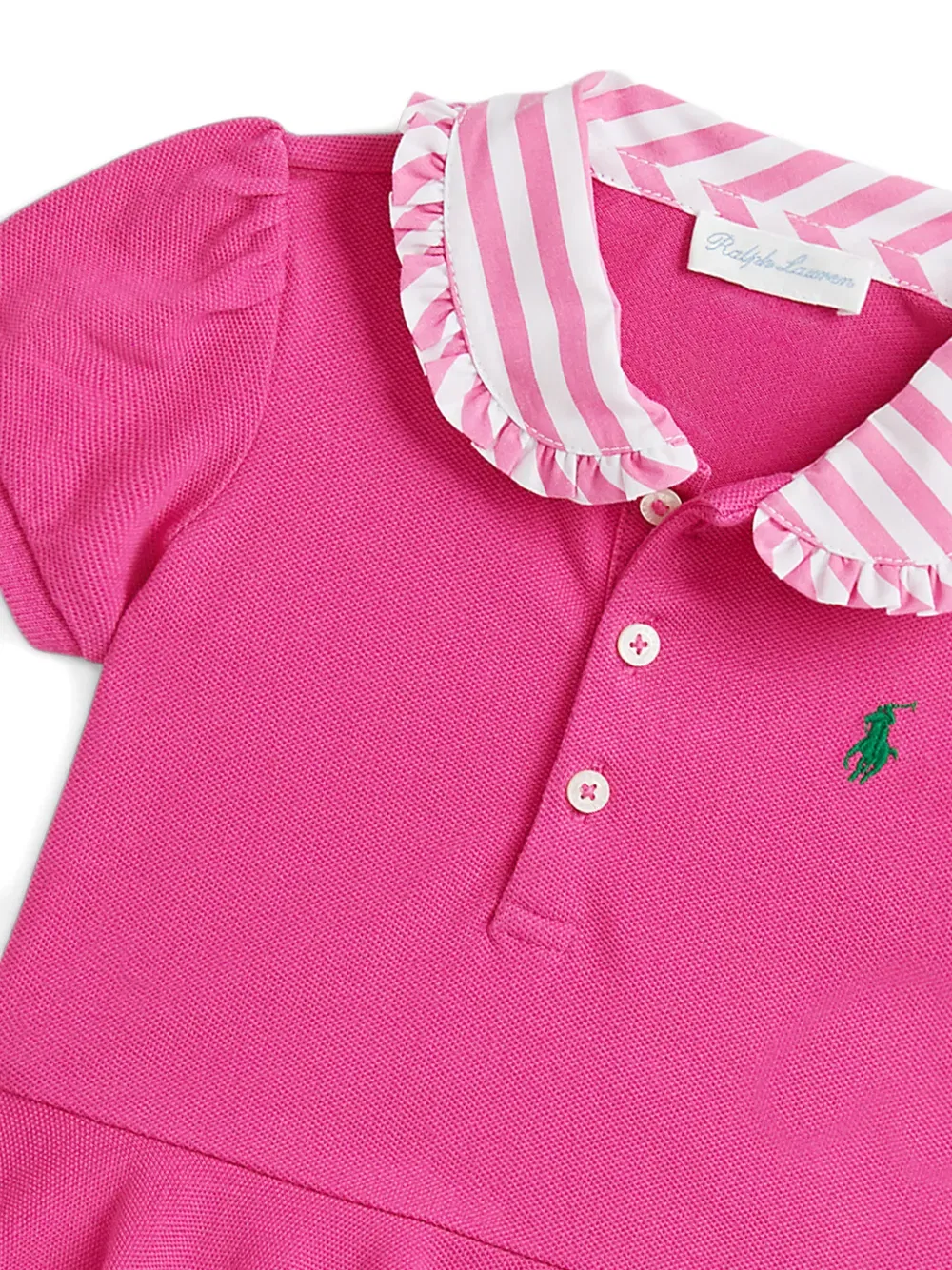 Полосатые короткие шорты с оборками Polo Ralph Lauren Kids, розовый — фото 4