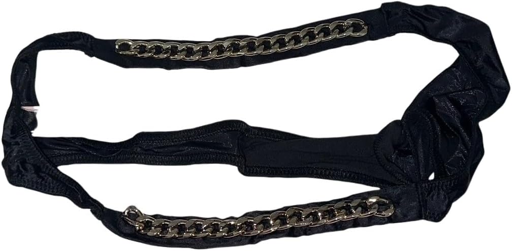 Victoria's Secret Chain Shine Strap Smooth трусики-стринги, Black/Gold — фото 3