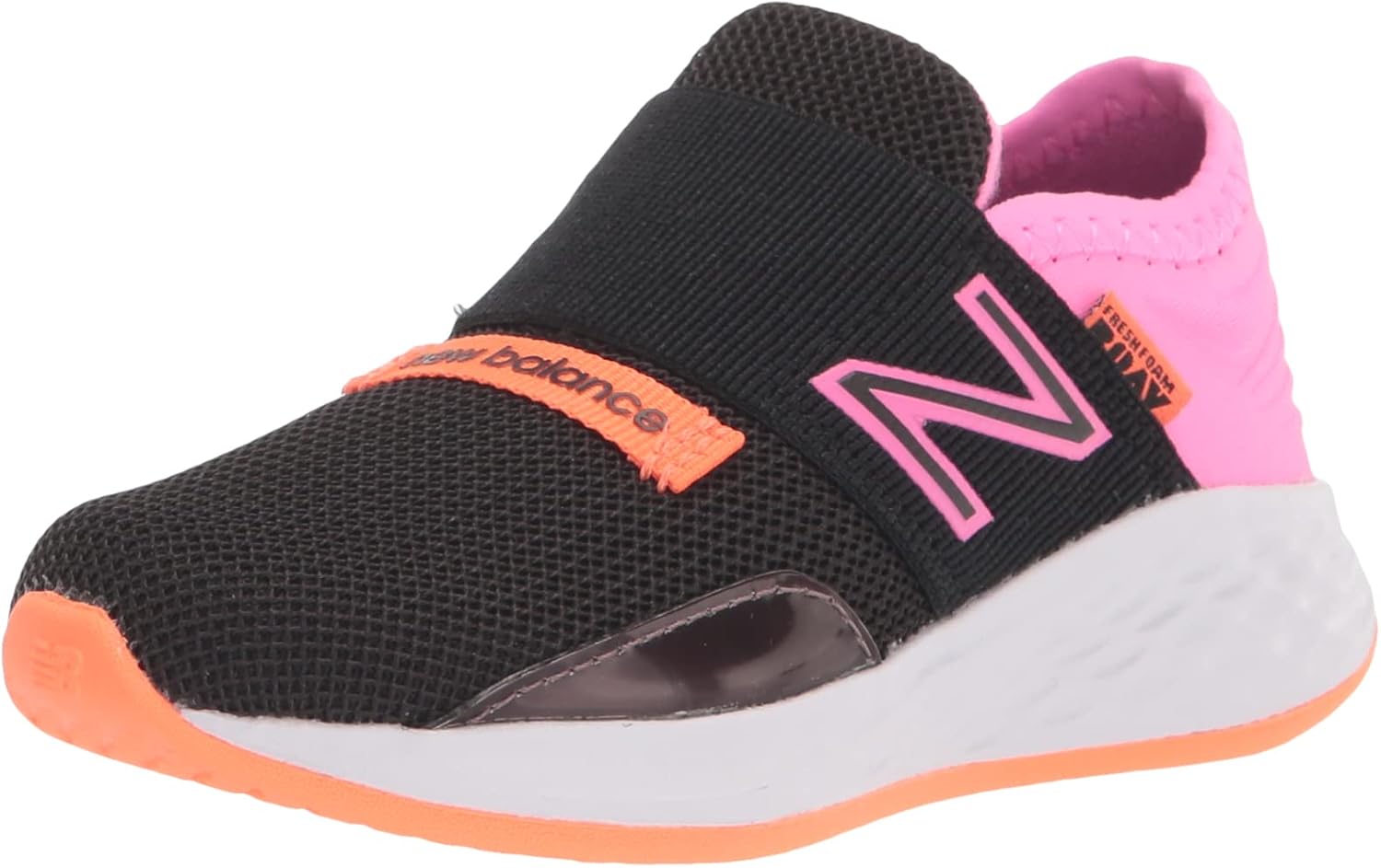 

Кроссовки New Balance Unisex Baby Fresh Foam Roav V1 на шнуровке, черный/оранжевый/розовый