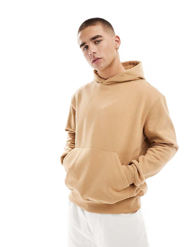 

ASOS DESIGN - Плотное худи оверсайз светло-коричневого цвета, 400 г/м²
