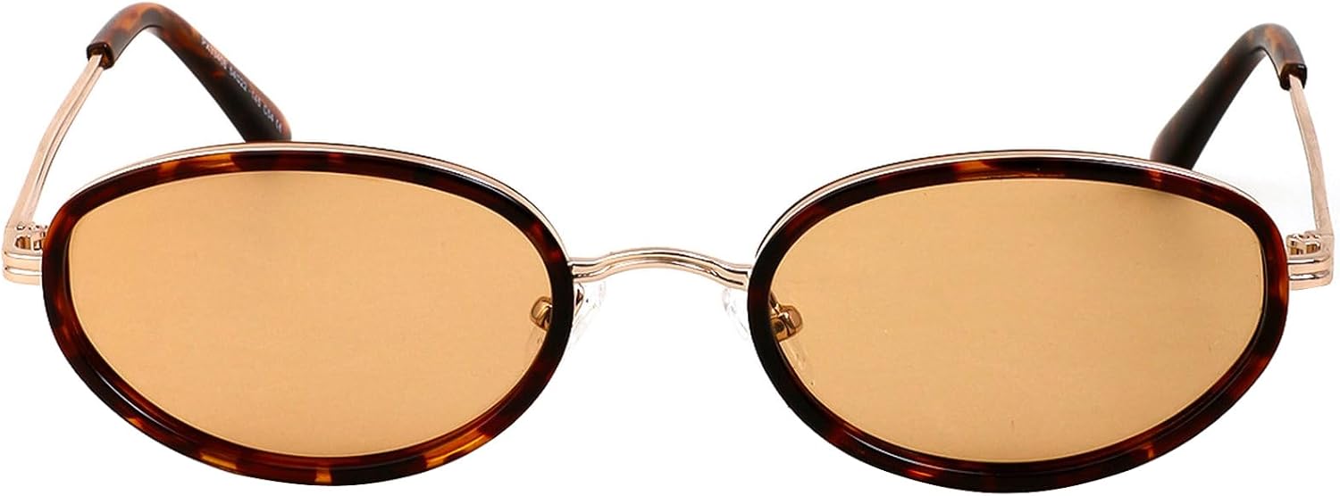 

Ретро-стиль, овальные солнцезащитные очки для женщин и мужчин, винтажные круглые солнцезащитные очки в стиле 90-х, металлическая оправа, защита от УФ-излучения mincl, Champagne