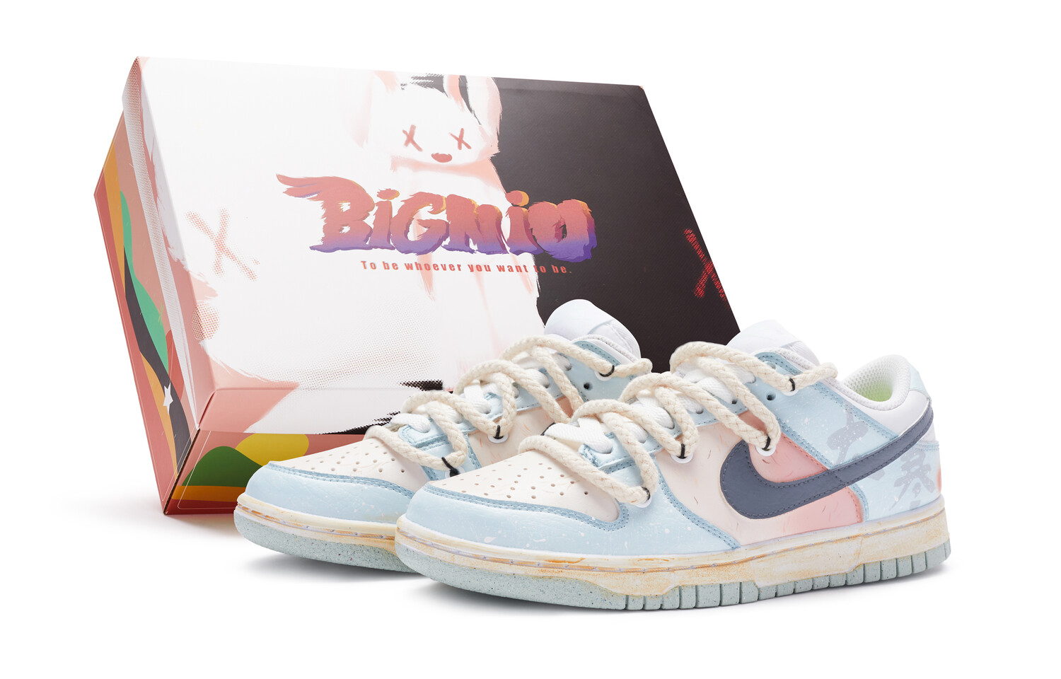 

Кроссовки Nike Dunk Skateboard Shoes Women's Low-Top White Blue Pink