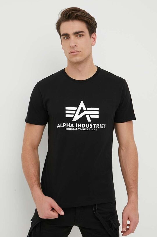 

Базовая футболка Хлопковая футболка с принтом фольги Alpha Industries, черный