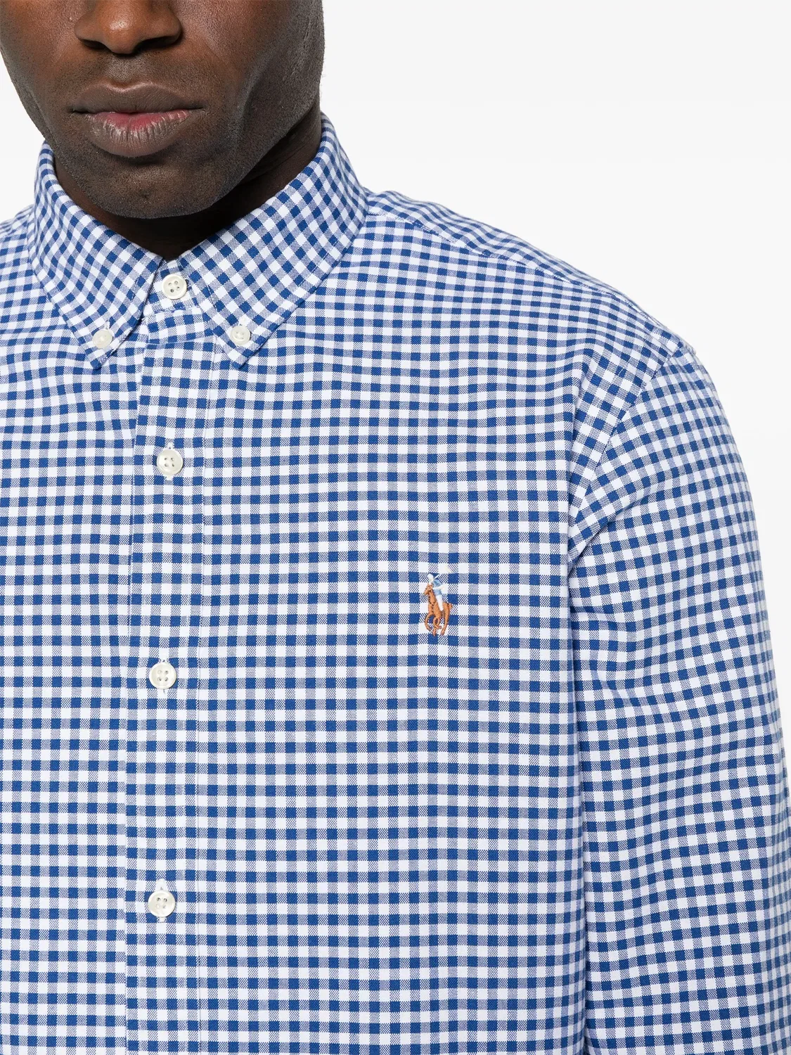 Рубашка в клетку с вышивкой Polo Pony Polo Ralph Lauren, синий — фото 2