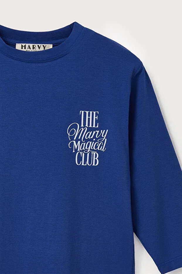 Детская футболка с длинным рукавом с принтом The Magical Club Marvy, Saks Blue — фото 3