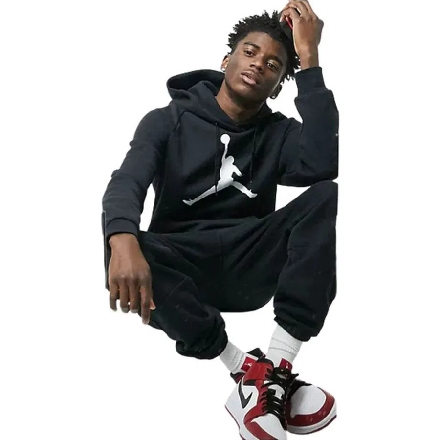 Свитшот из футера с капюшоном и логотипом Air Jordan Nike, Черный