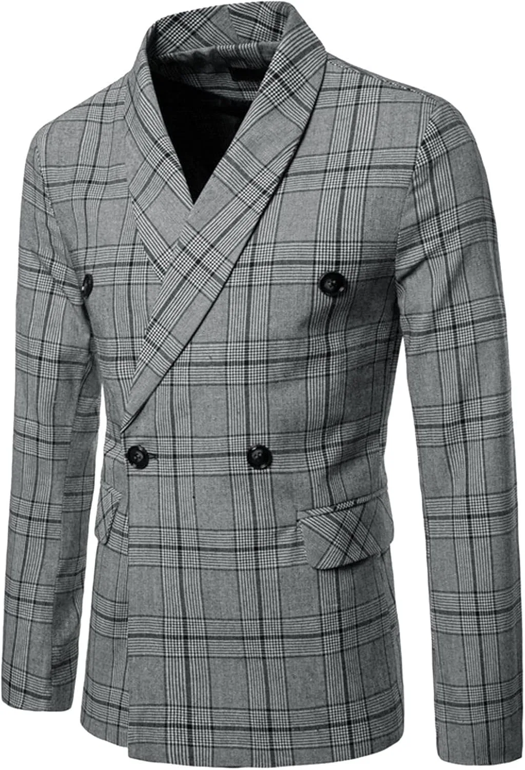Мужское зимнее пальто с лацканами, модель Pea Coat, серый — фото 3