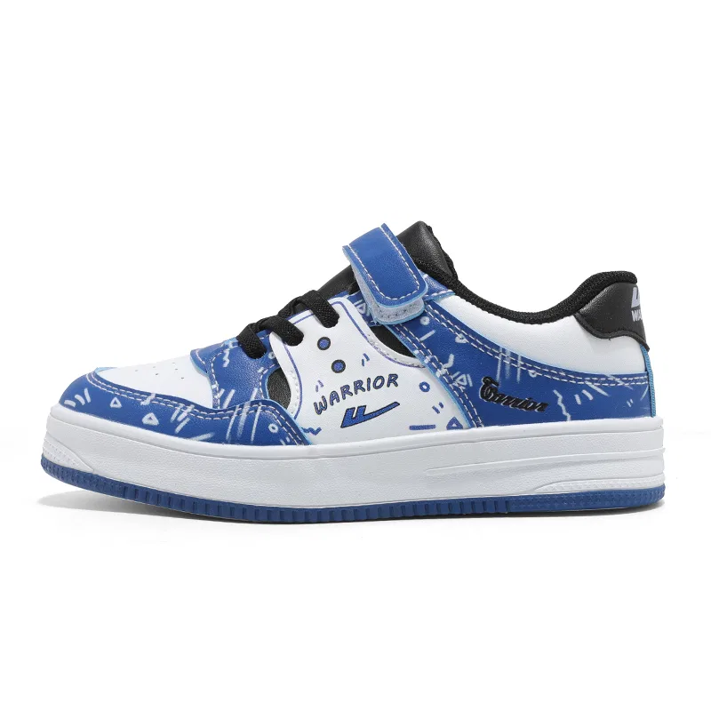 Детские кроссовки для скейтбординга с синтетической кожей White Blue WARRIOR