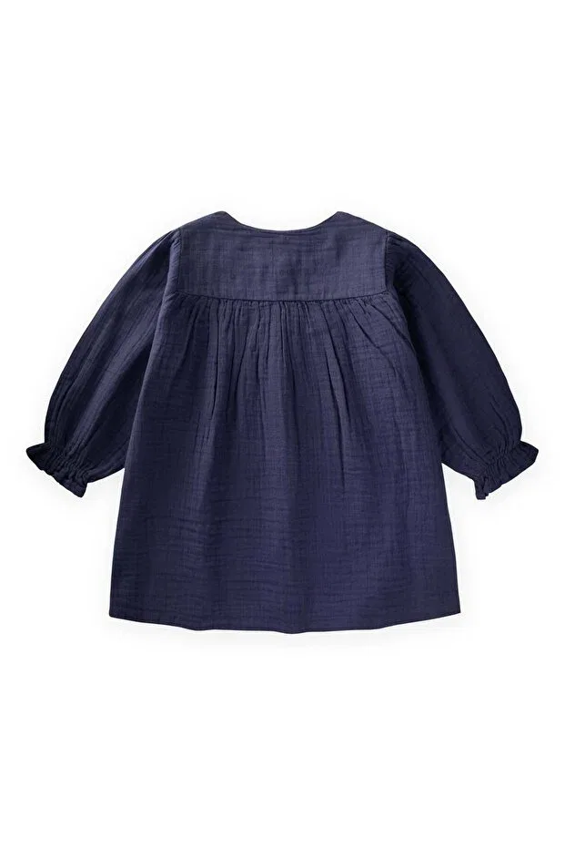 Детское платье для девочек с вышивкой Cigit, Navy Blue — фото 4