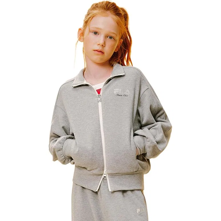 Детский топ с цветочным принтом Silver Flower Gray-MG FILA KIDS — фото 4