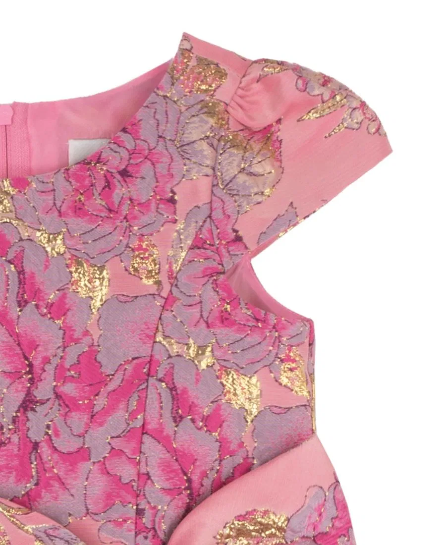 Платье из парчи с кап-рукавом, принт, модель Drop Waist Rare Editions, Pink — фото 3