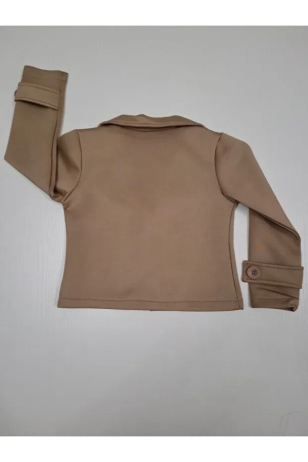 Детский джерси-пиджак для девочек с длинным рукавом Basics Panino, Dark Beige — фото 3