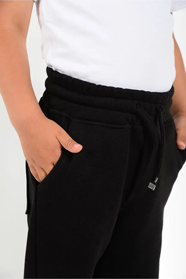 Детские спортивные штаны для мальчиков с карманами Lakos Fabric Kidspitircik, Black — фото 2