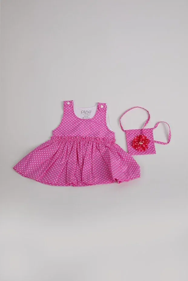 Детское платье для девочек с принтом в горошек Pino Baby, Fuchsia — фото 4