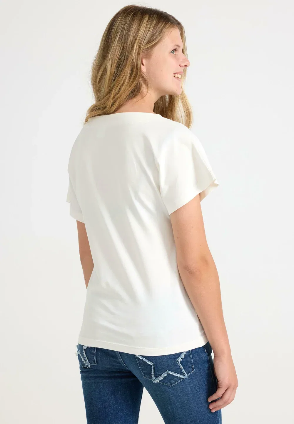 Футболка с короткими рукавами и заклепками - футболка с принтом Lindex, Off White — фото 3