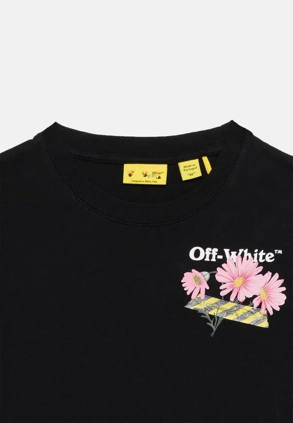 Футболка с цветочным принтом Daisy tape tee Off-white, черный — фото 4