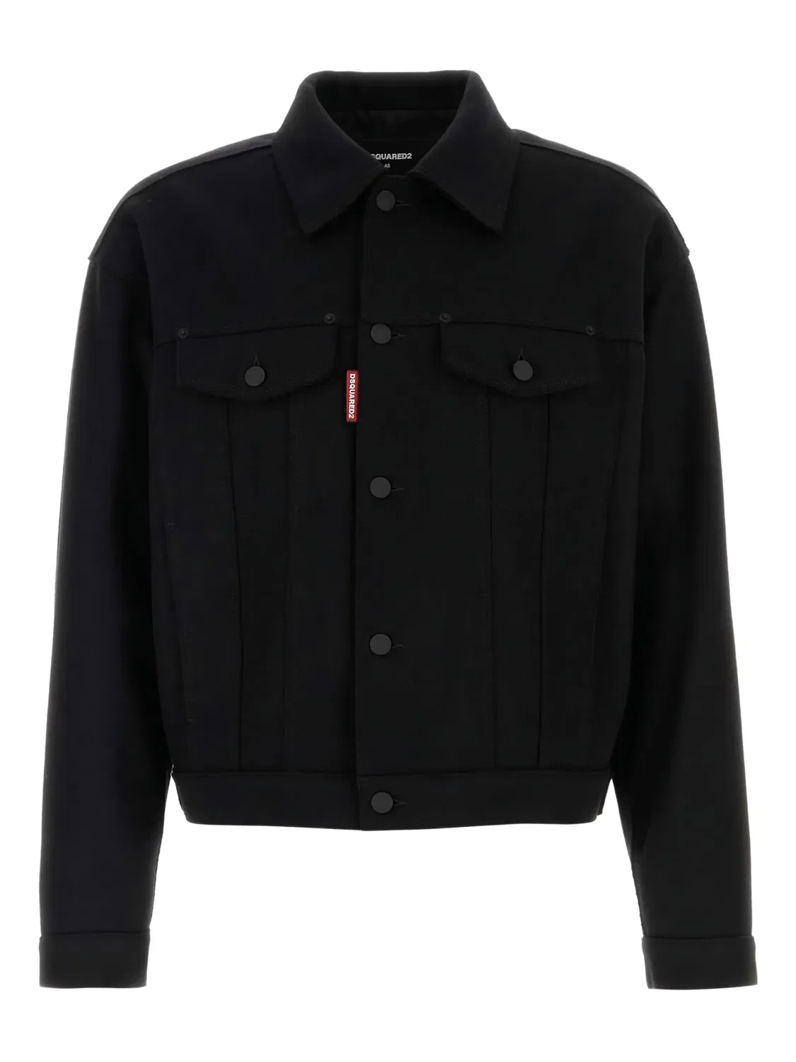Рубашка-куртка из смеси virgin wool DSQUARED2, черный