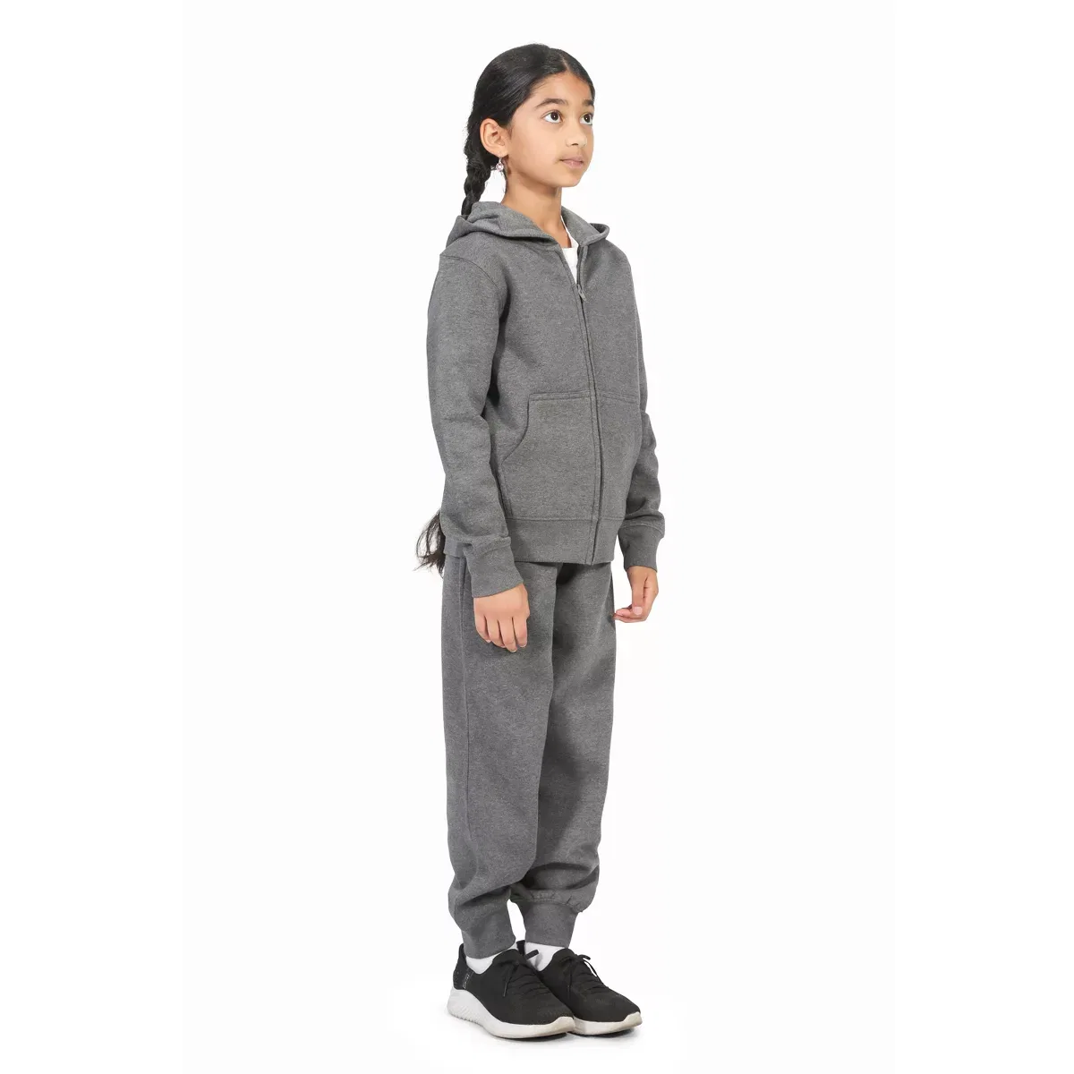 Детское худи на молнии с принтом Everyday Kids, Charcoal Gray — фото 3