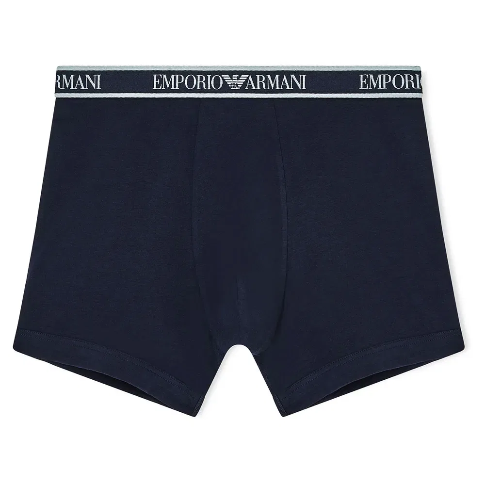 Мужские трусы-боксеры с хлопком и эластаном 3 Pack Bottom Core Logobanda Emporio armani, Black — фото 4