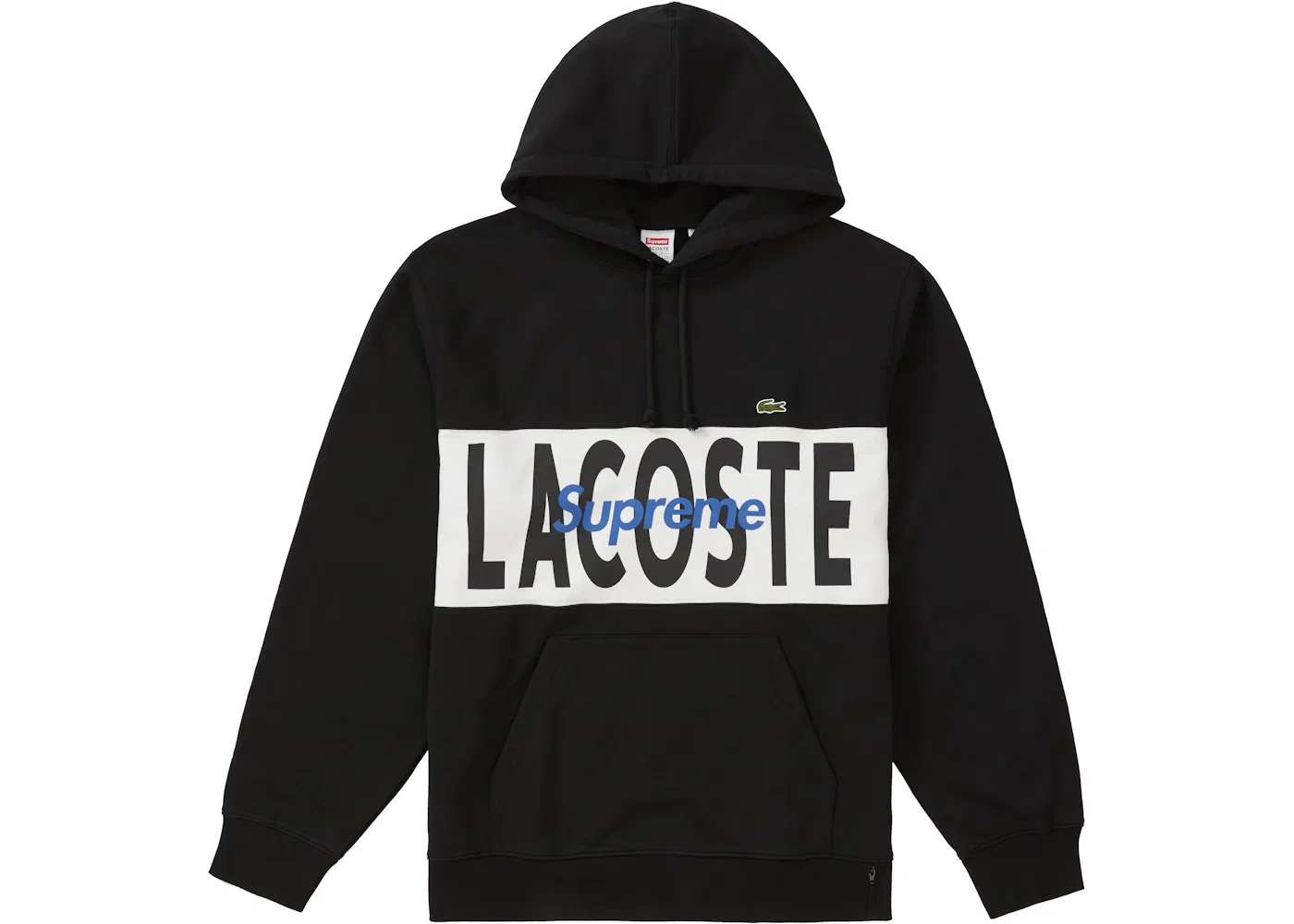 Мужской худи с принтом Supreme LACOSTE Logo Panel Hooded Sweatshirt, Black
