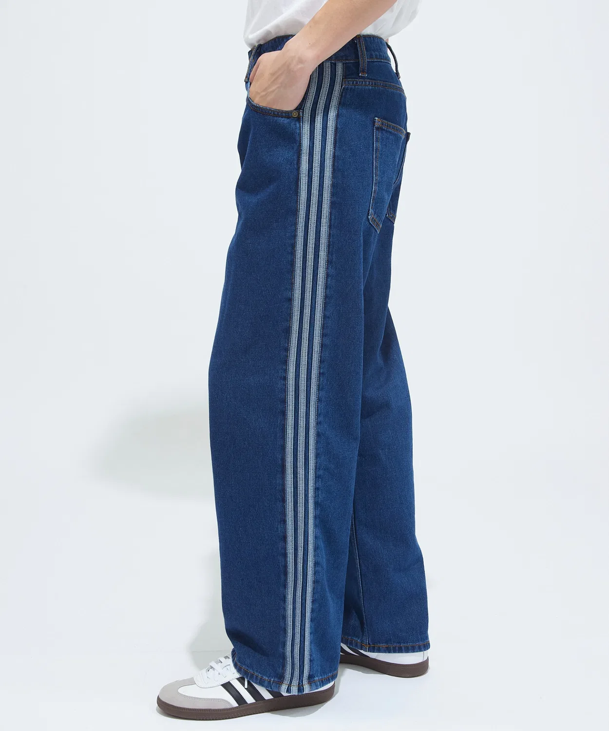Мужские джинсовые спортивные брюки с лампасами Adidas Originals Firebird Adicolor, Синий