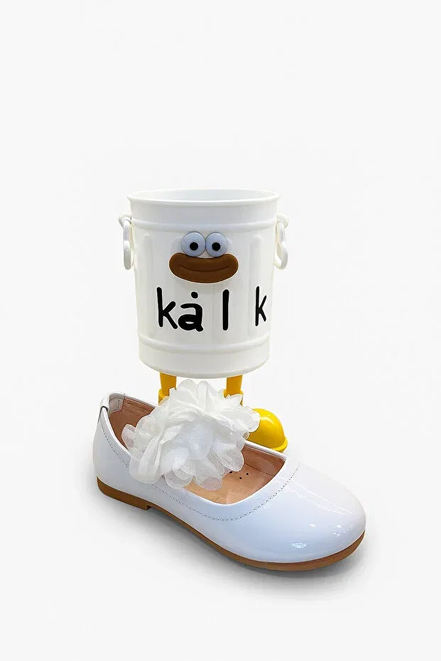 Детские балетки для девочек из эко-кожи Shiny Lace Patent Leather Orthopedic Ballerinas Eren Premium, White — фото 3