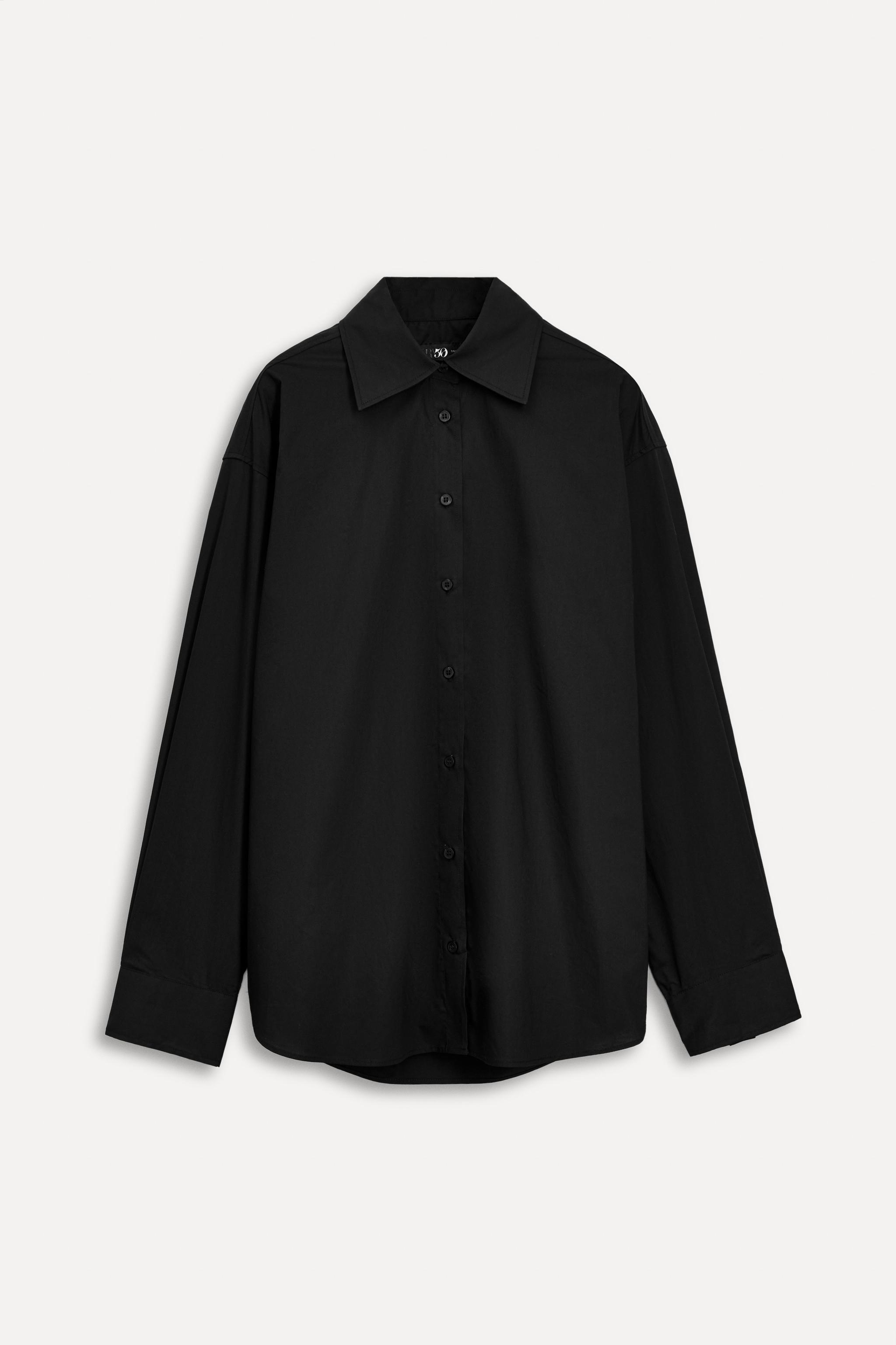 

Рубашка Zara Oversize Poplin 50th Anniversary, черный
