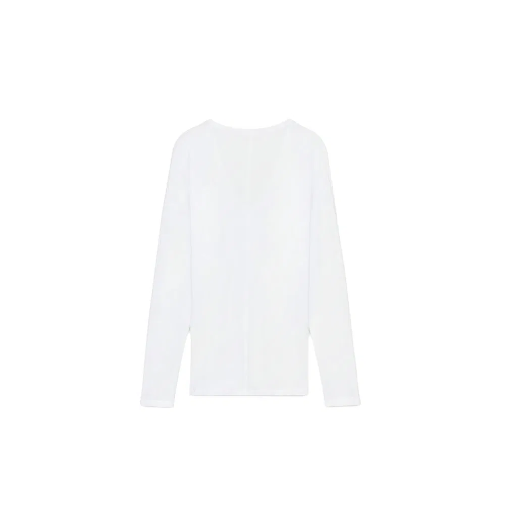 Женская футболка с V-образным вырезом и прямым кроем White ZARA, White — фото 3