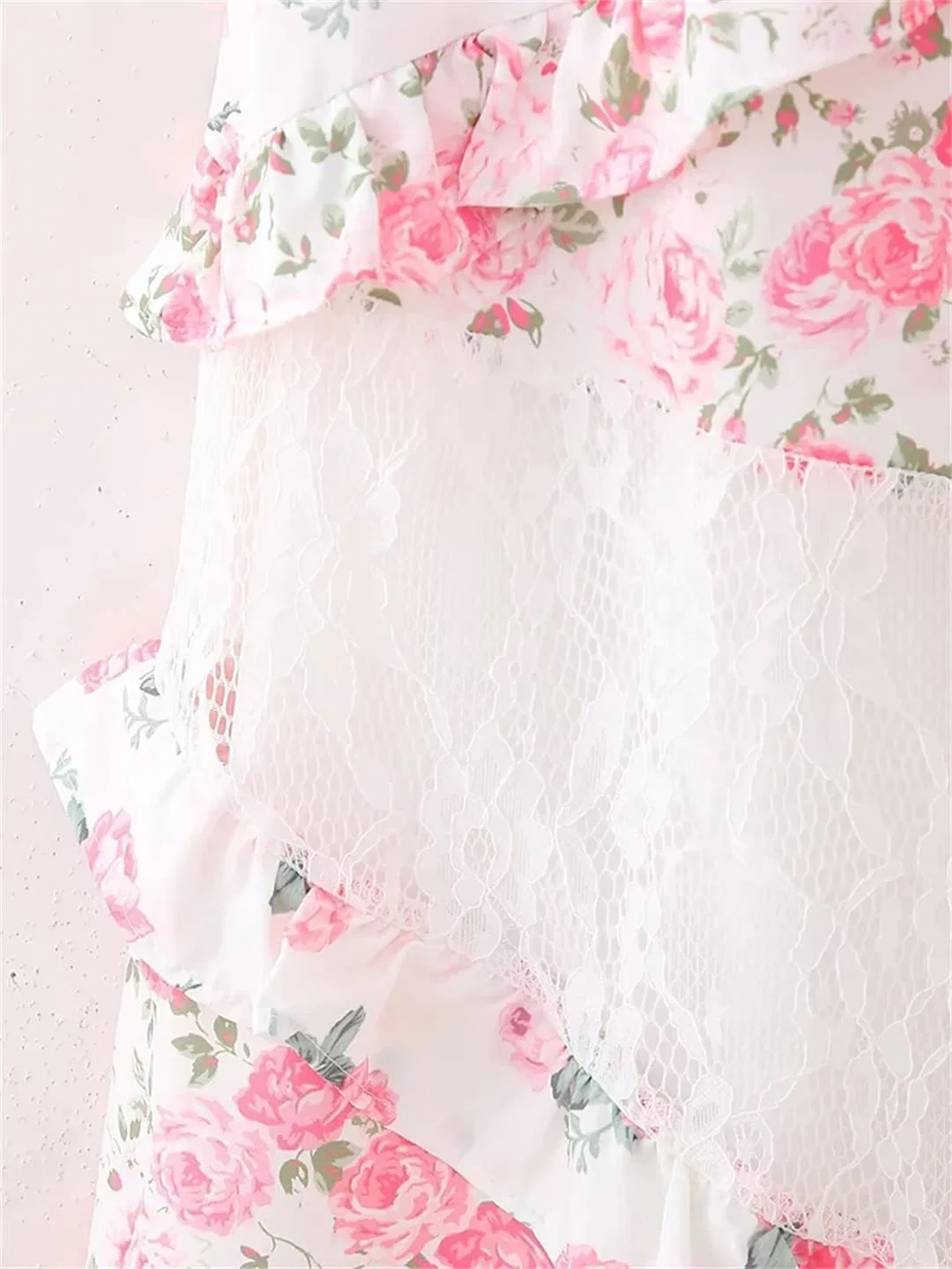 Женское платье с цветочным принтом и кружевом A-силуэта, Floral Dress — фото 2