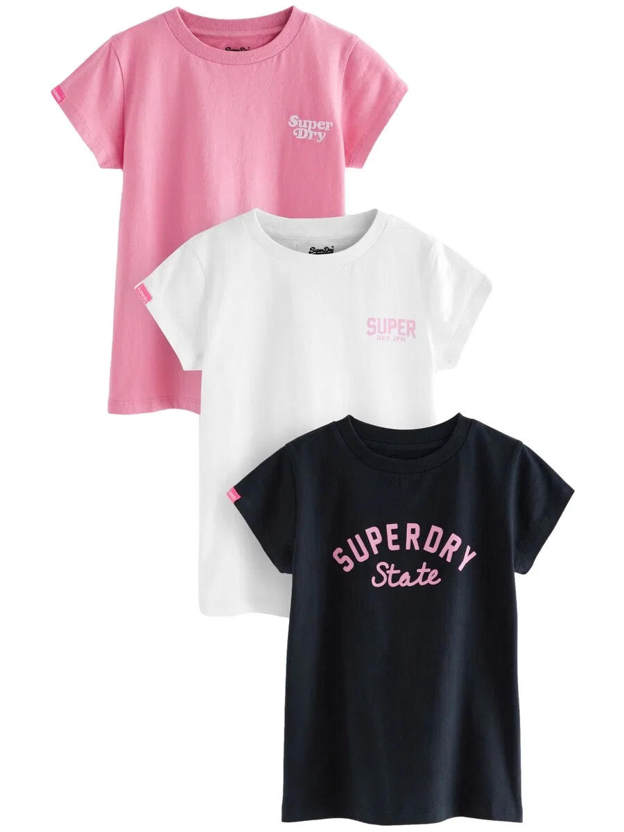 Футболка Superdry & Co в розовом, черном и белом цветах