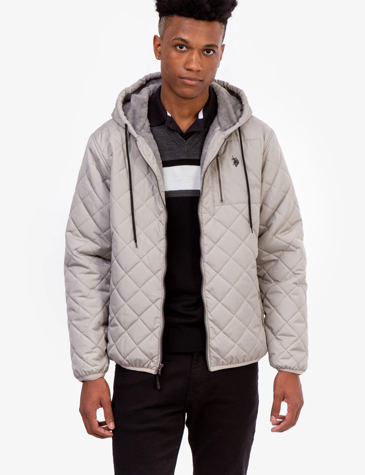 

Куртка U.S. Polo Assn Diamond Quilted Fleece, светло-серый
