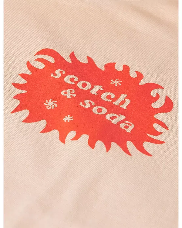 Детская футболка для мальчиков с принтом Boys' Front Artwork Relaxed Fit Tee Scotch & Soda, Coral Sand — фото 3