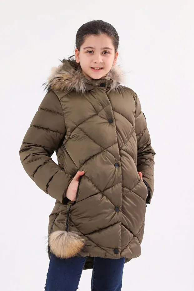 Детское пальто для девочек с длинным рукавом Benitto Kids, Khaki