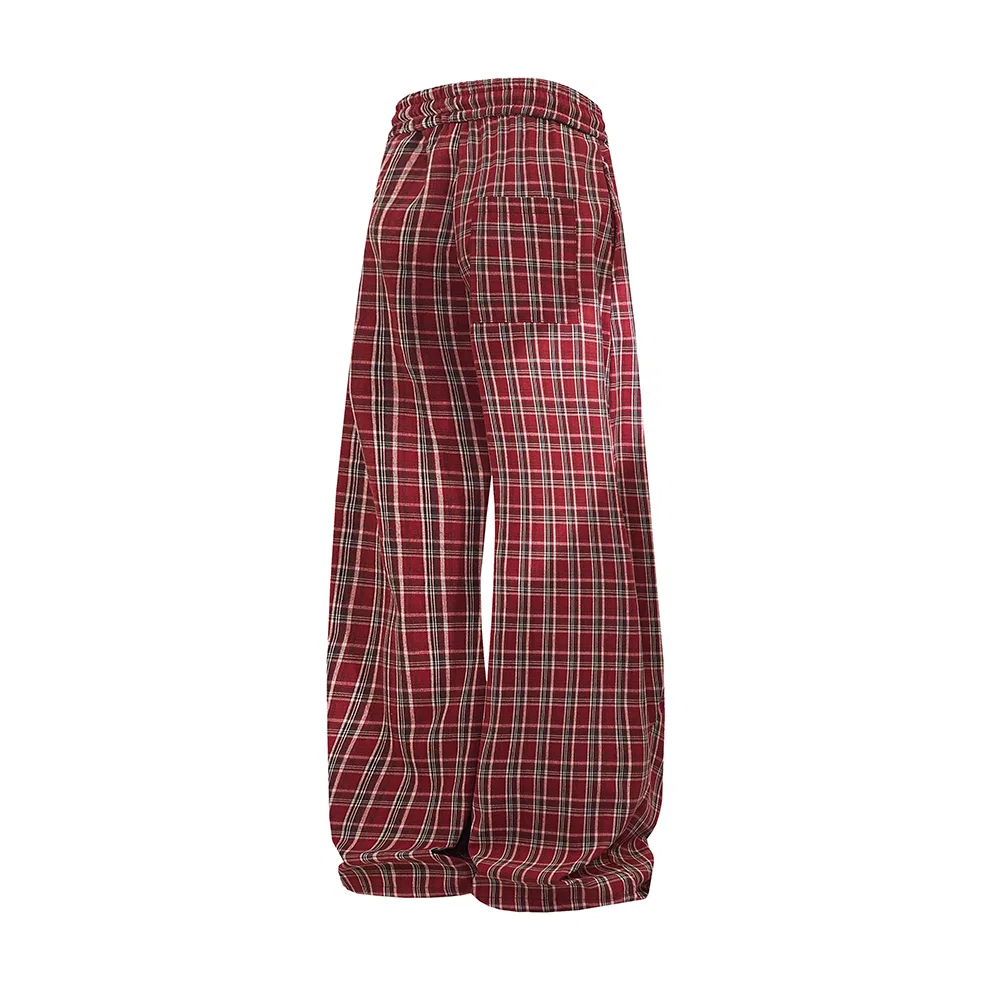 Детские брюки свободного кроя с широкой штаниной Pal Ongaco, Red Plaid — фото 4